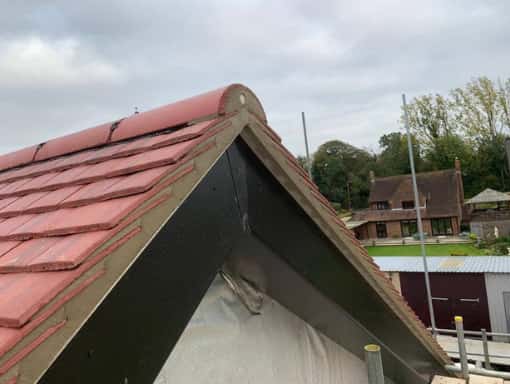 This is a photo of a new gable roof installation. This work was carried out by Stafford Roofing