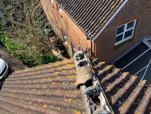 This is a photo of a roof repair enquiry before the new installation. This work was carried out by Stafford Roofing