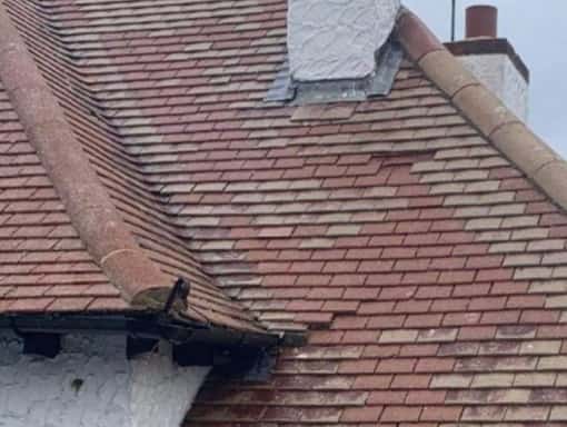 This is a photo of roof damage. The roof inspection was carries out by Stafford Roofing Services